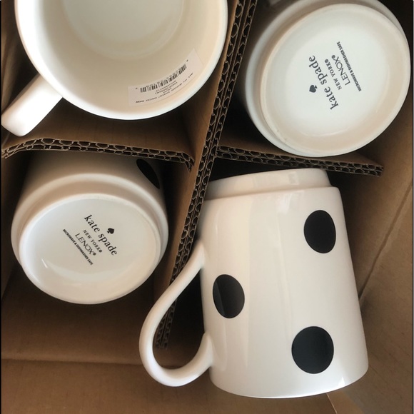 4 kate spade deco dot mugs